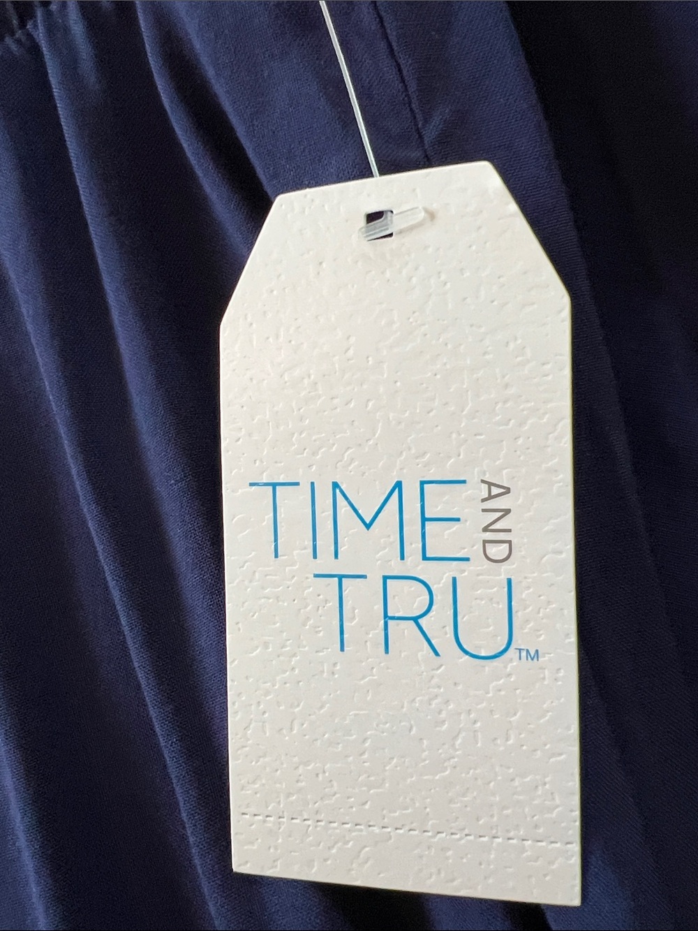 Time and Tru Navy Maxi Skirt with White and Blue Floral Embroidered Hem - Picture 3 of 14